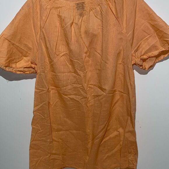 G.H. Bass & Co. Women's Orange Embroidered Short Sleeve Peasant Top Size Large - Picture 6 of 7